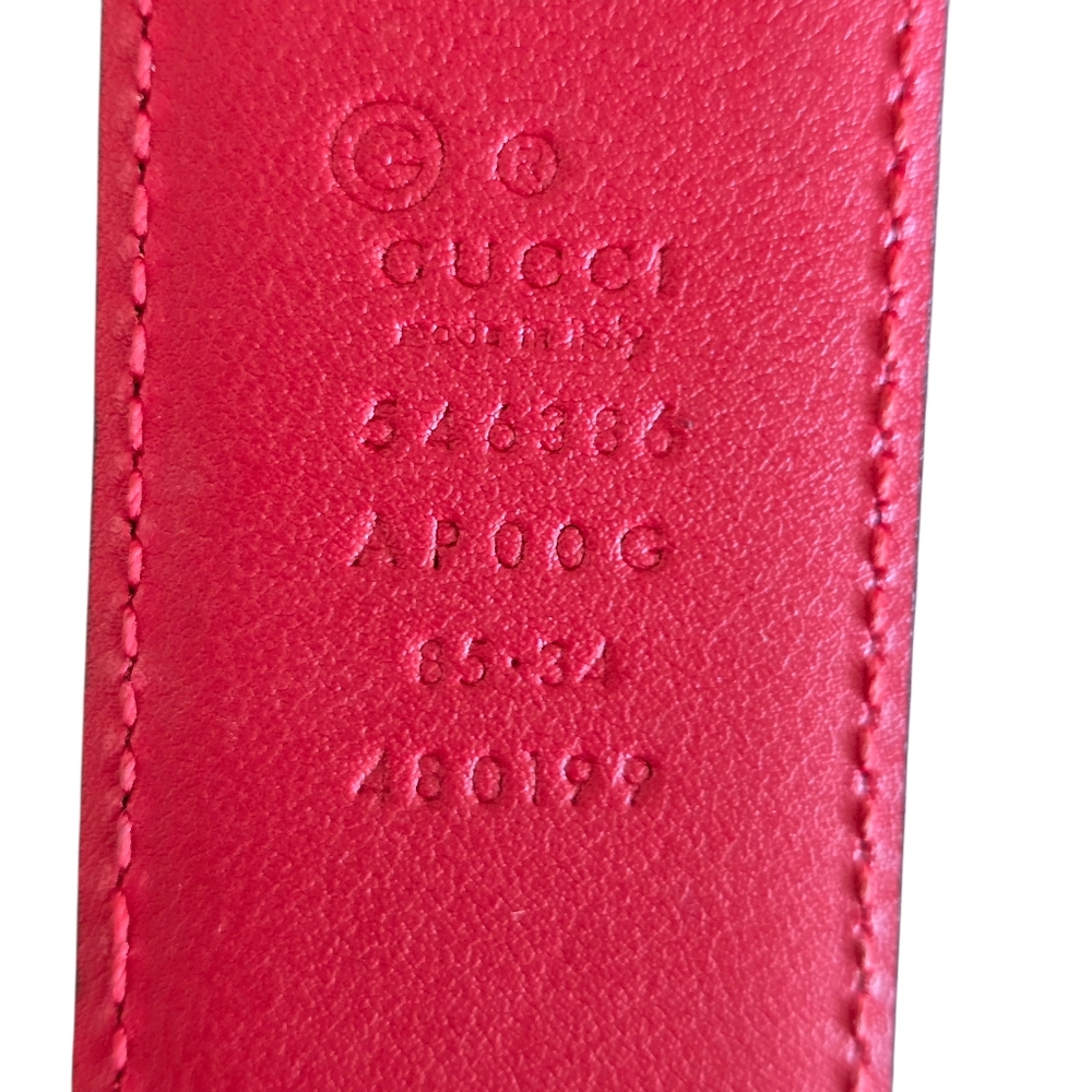 GUCCI Interlocking GG Red Leather Belt – 1.5" Wide – Made in Italy - Picture 5 of 12